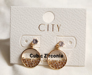 gold cubic zirconia earring