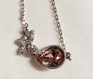 swarvoski crystal necklace- pink butterfly