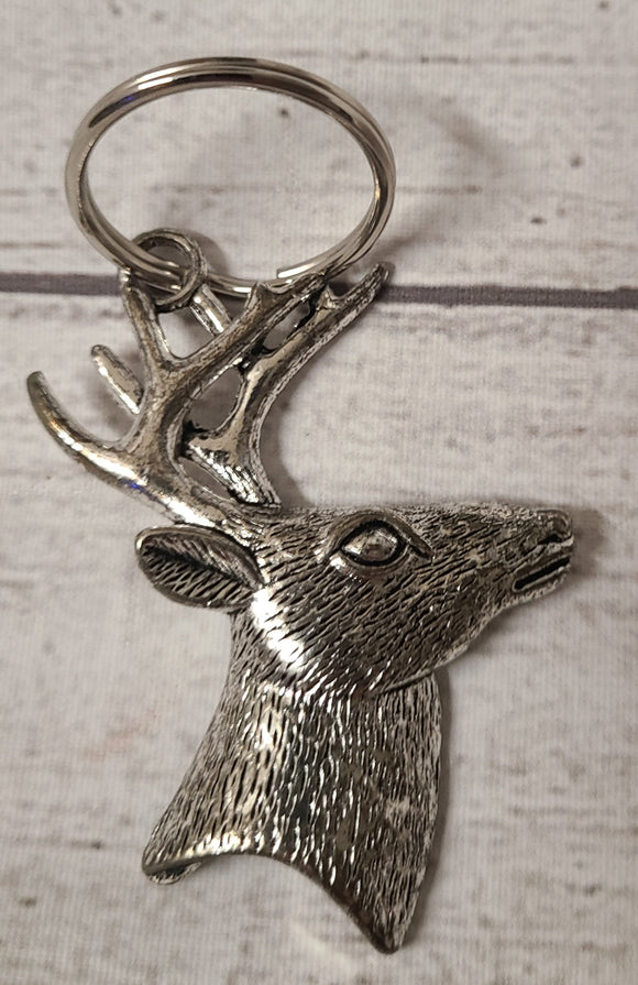 metal deer head keychain