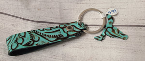 turquoise leather keychain