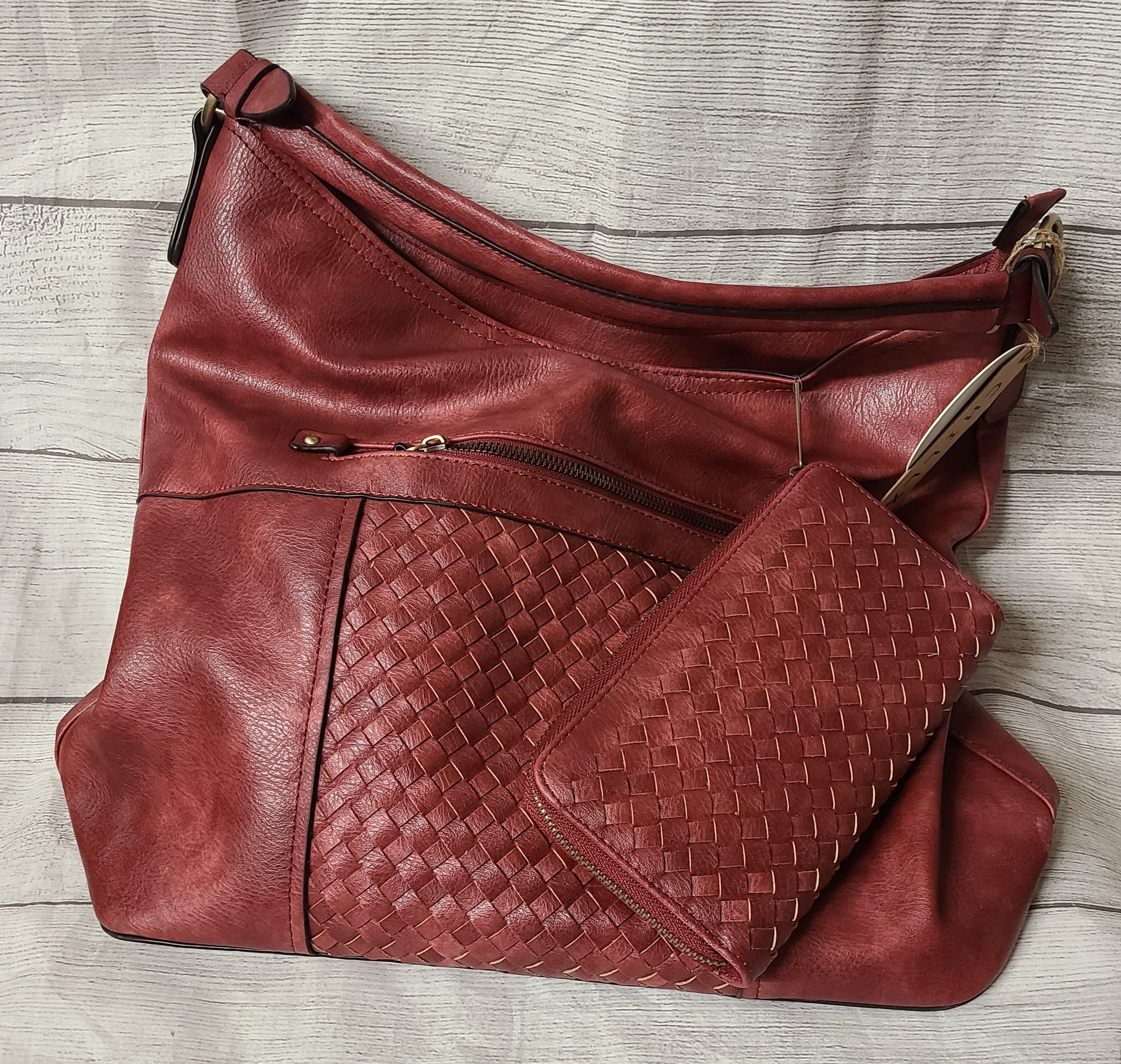 Basket weave leather online purse