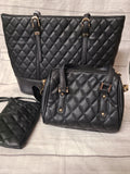 black quilted purse and wallet set