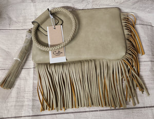 sage- fringed wristlet