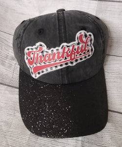 thankful black sparkle ballcap