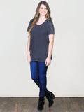 CHLOE'S SHORT SLEEVE TOP, CHARCOAL