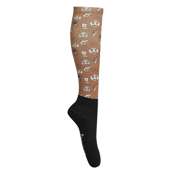 fox hunting- EQUINE COUTURE PRINTED OVER-THE-CALF BOOT SOCKS- 38