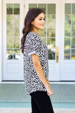 BLACK & WHITE LEOPARD CUFF TEE