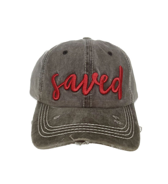 red SAVED EMBROIDERY ON BROWN HAT