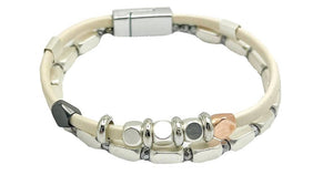 silver bead magnetic bracelet
