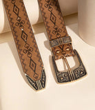 textured square western belt