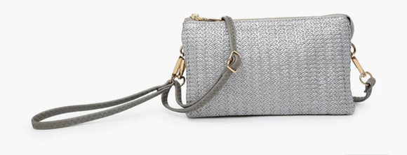 grey straw riley crossbody wallet