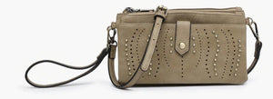 Ayra Studded Wallet- dusty green