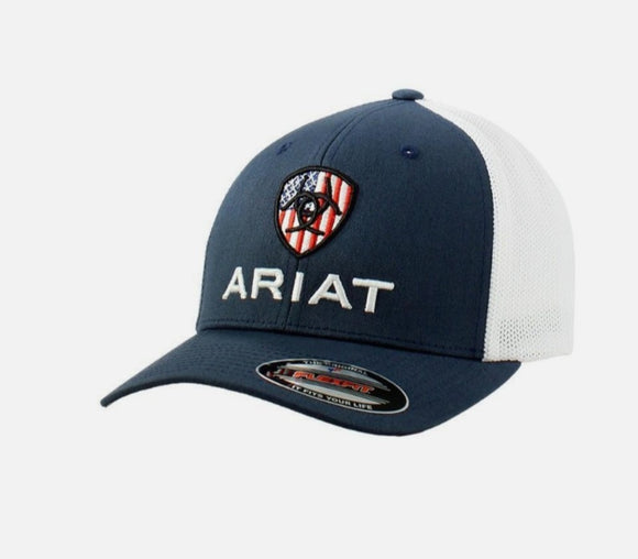 Ariat Western Hat Mens Trucker USA Logo Patch Snap Navy A300035003