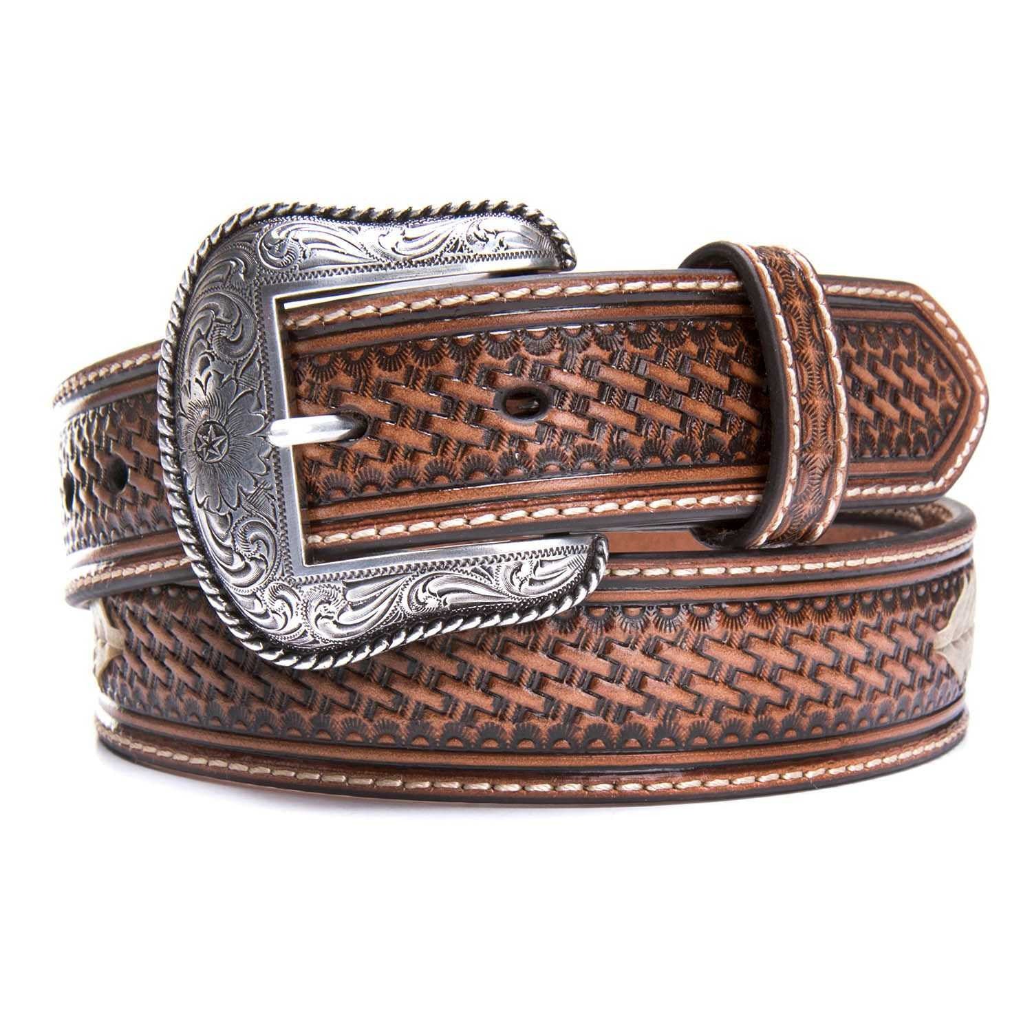 Nocona Women's Floral Overlay Leather Belt