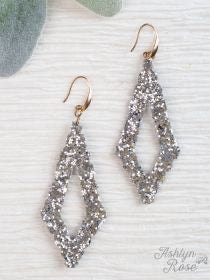 Silver glitter earrings