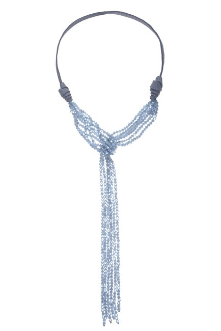 Crystal Bead Leatherette Long Tassel Necklaces N2534