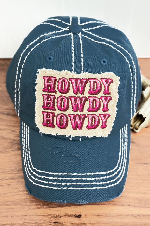 DISTRESSED BLUE STACKED HOWDY CAP